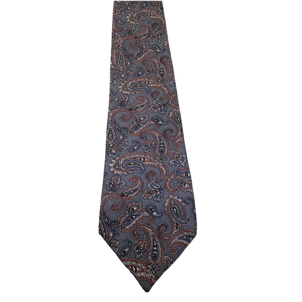 Christian Dior Grey Paisley Made In USA Fabric Woven In Italy Silk 3.25"x57"